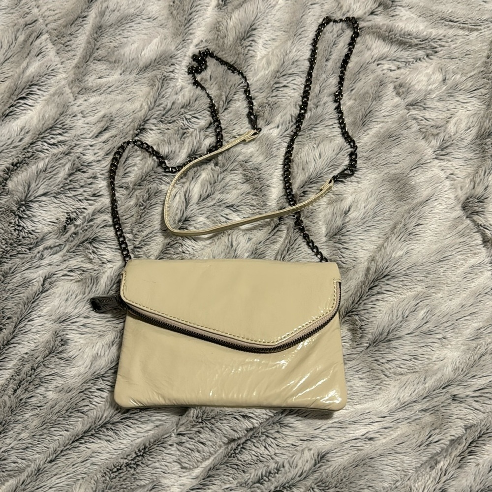 HOBO Ivory crossbody patent leather purse bag w/ chain NWT